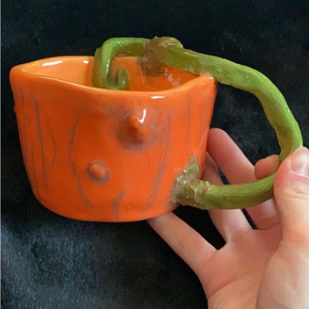 Hand made ceramic pumpkin jewelry/stationary mug